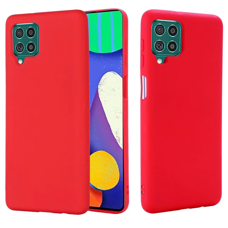 Funda blanda de silicona líquida con correa práctica para Samsung Galaxy F62/M62 - Rojo