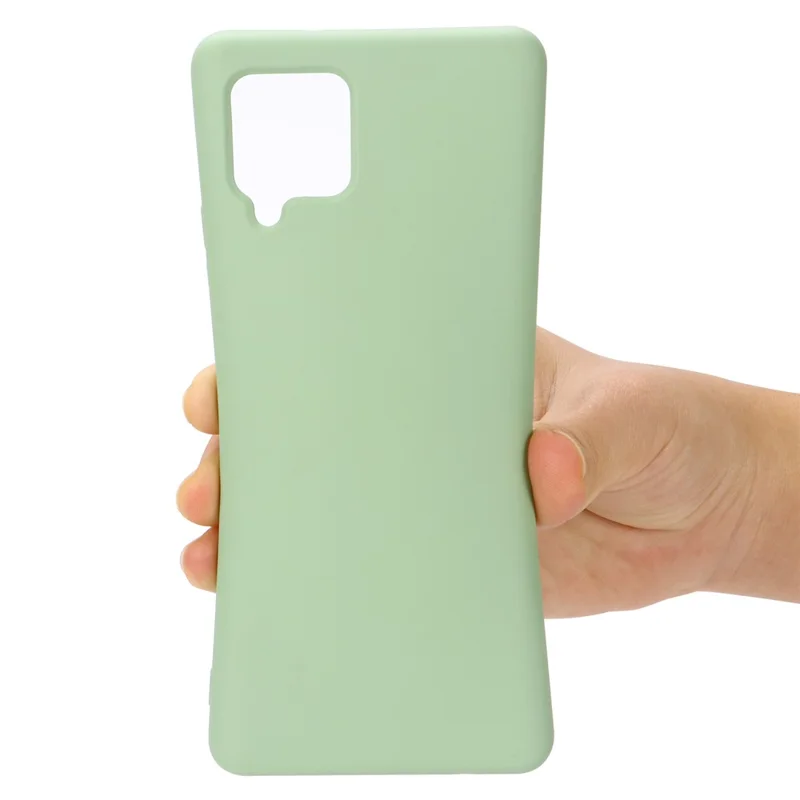 Liquid Silicone Soft Cover Case with Handy Strap for Samsung Galaxy F62/M62 - Green