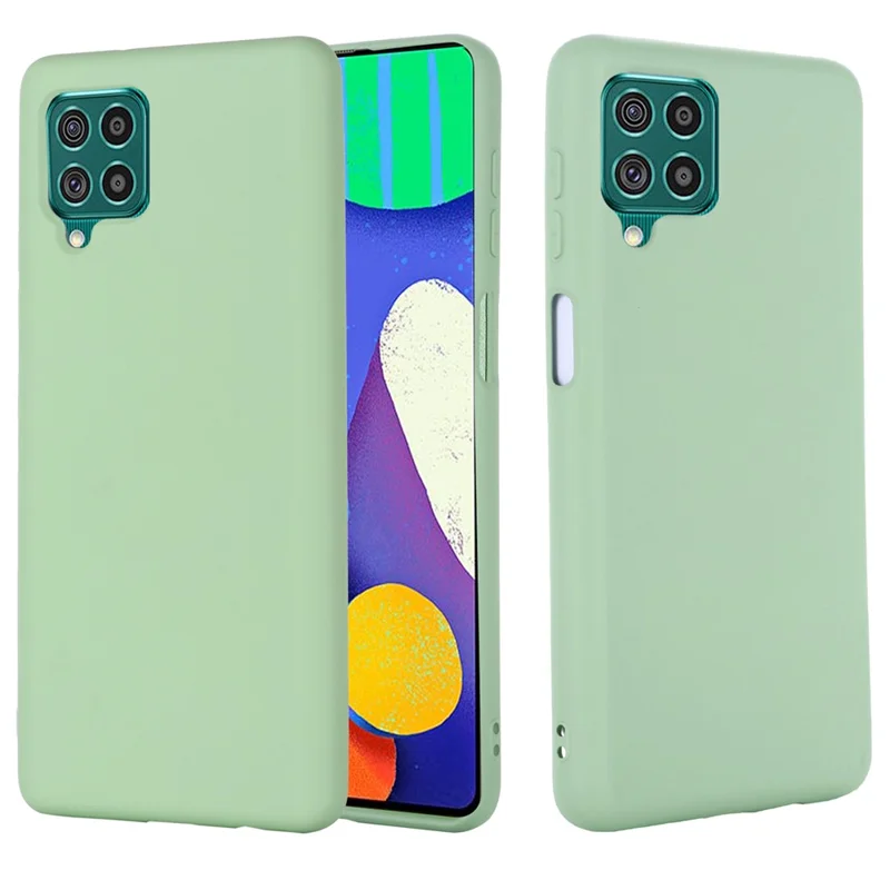 Liquid Silicone Soft Cover Case with Handy Strap for Samsung Galaxy F62/M62 - Green
