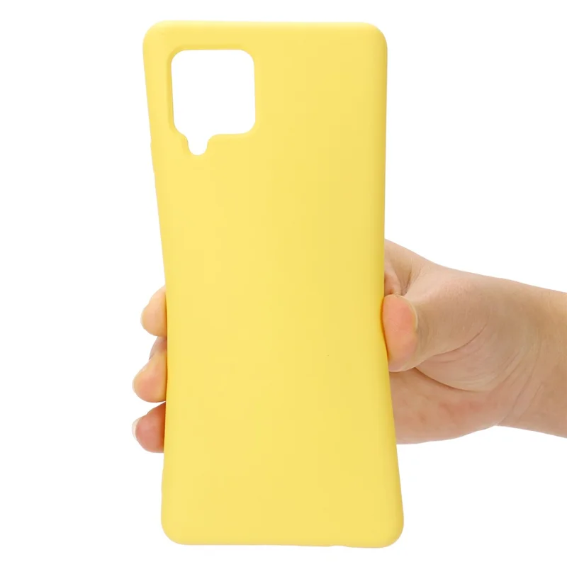Liquid Silicone Soft Cover Case with Handy Strap for Samsung Galaxy F62/M62 - Yellow