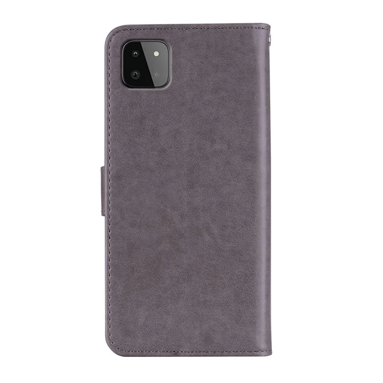 Owl Imprint Rhinestone Decor Leather Phone Cover for Samsung Galaxy A22 5G (EU Version) - Grey