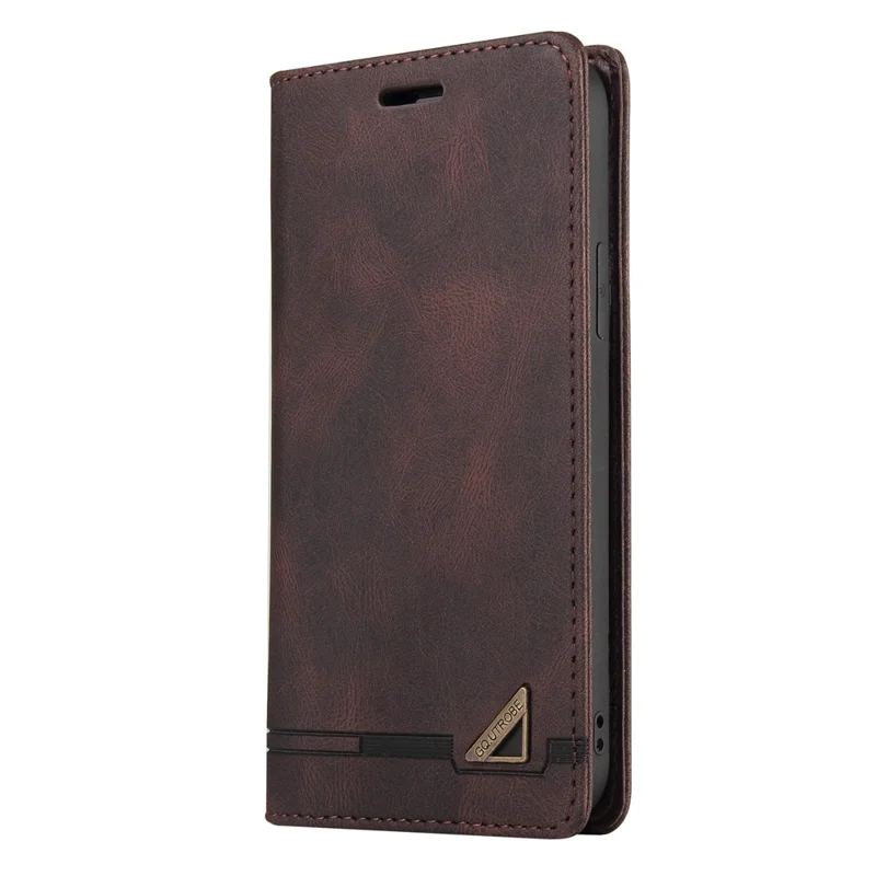 GQ.UTROBE Auto- absorbed Quality Leather Phone Shell Case with Anti-theft Swiping Design for Samsung Galaxy A32 4G - Coffee