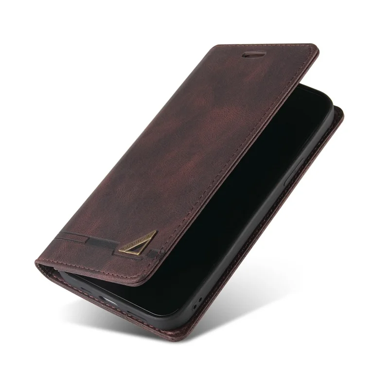 GQ.UTROBE Auto- absorbed Quality Leather Phone Shell Case with Anti-theft Swiping Design for Samsung Galaxy A32 4G - Coffee