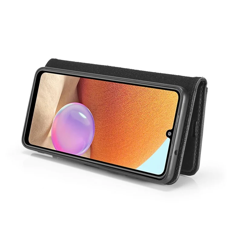 DG.MING Carteira de couro destacável 2 em 1 Capa TPU para Samsung Galaxy A32 4G (Versão UE) - Preto 