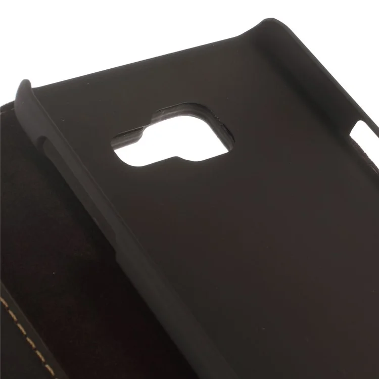 CASEME Oil Wax Folio Leather Protective Shell for Samsung Galaxy A3 SM-A310F (2016) - Brown
