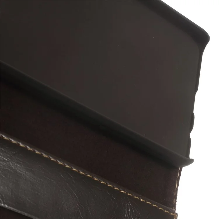 CASEME Oil Wax Folio Leather Protective Shell for Samsung Galaxy A3 SM-A310F (2016) - Brown