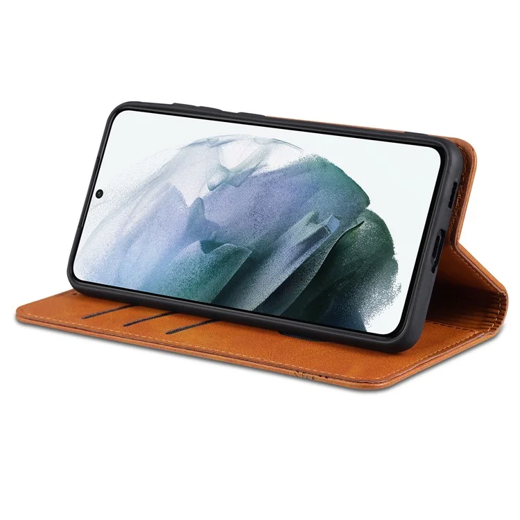 AZNS Auto-absorbiertes Magnetständer Brieftasche Hülle Leder-telefonschale Für Samsung Galaxy S21 fe - Schwarz