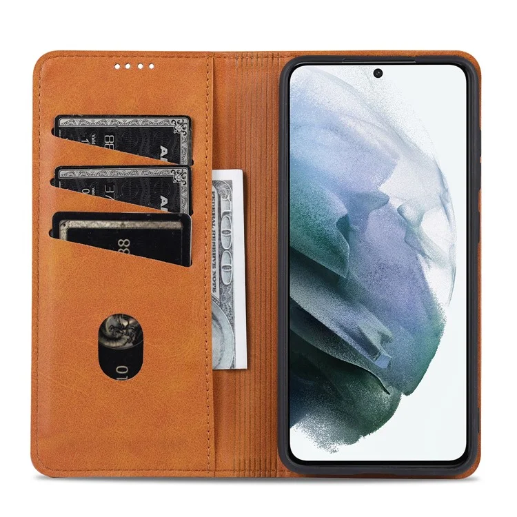 AZNS Auto-absorbiertes Magnetständer Brieftasche Hülle Leder-telefonschale Für Samsung Galaxy S21 fe - Schwarz