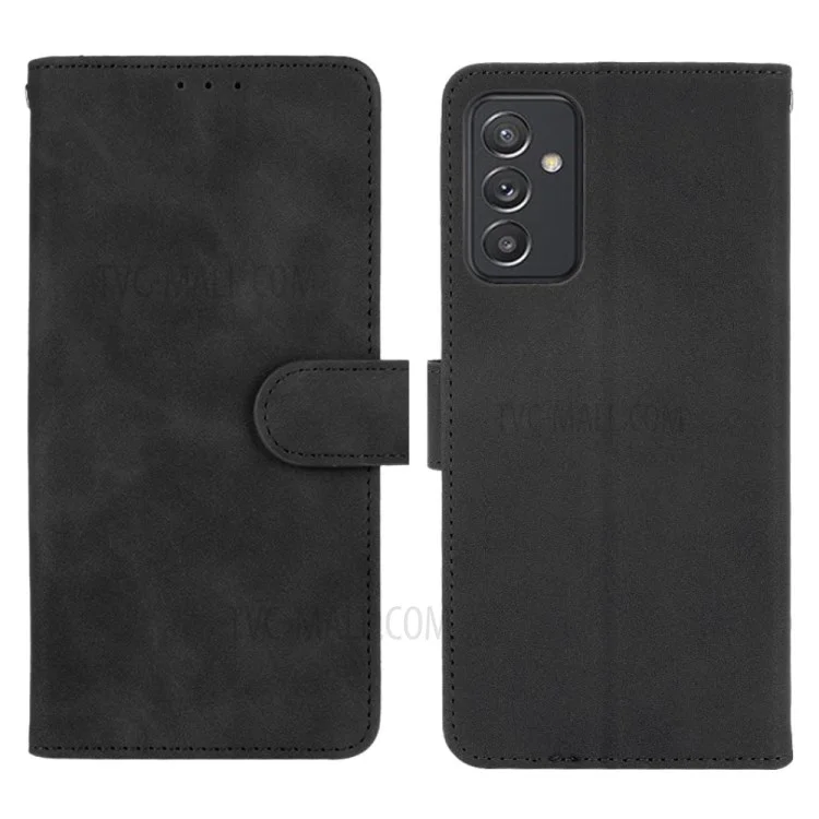 Wallet Stand Design Folio Flip Skin-touch Sentirse De Cuero Protector De Cáscara Cubierta De Teléfono Para Samsung Galaxy A82 5G / Galaxy Quantum 2 - Negro