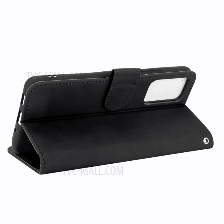 Wallet Stand Design Folio Flip Skin-touch Sentirse De Cuero Protector De Cáscara Cubierta De Teléfono Para Samsung Galaxy A82 5G / Galaxy Quantum 2 - Negro