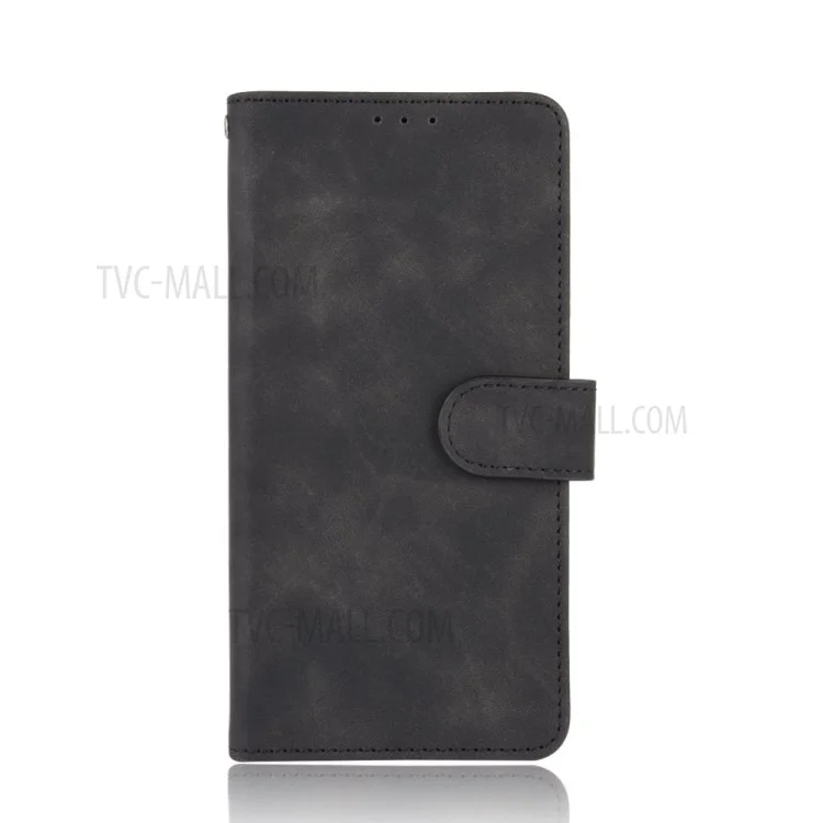 Wallet Stand Design Folio Flip Skin-touch Sentirse De Cuero Protector De Cáscara Cubierta De Teléfono Para Samsung Galaxy A82 5G / Galaxy Quantum 2 - Negro