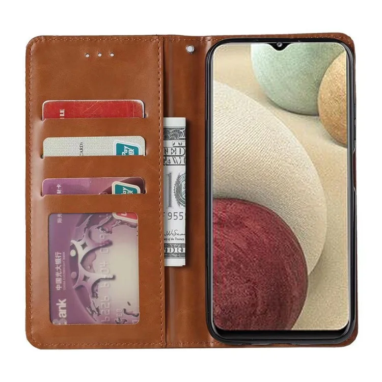 Tampa de Couro da Carteira Absorvida Automaticamente Para o Samsung Galaxy A22 4G (versão da Ue) - Vermelho