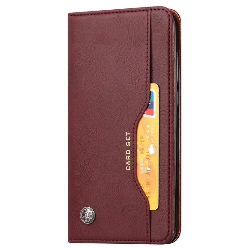 Auto-absorbed Wallet Stand Leather Cover for Samsung Galaxy A22 4G (EU Version) - Wine Red