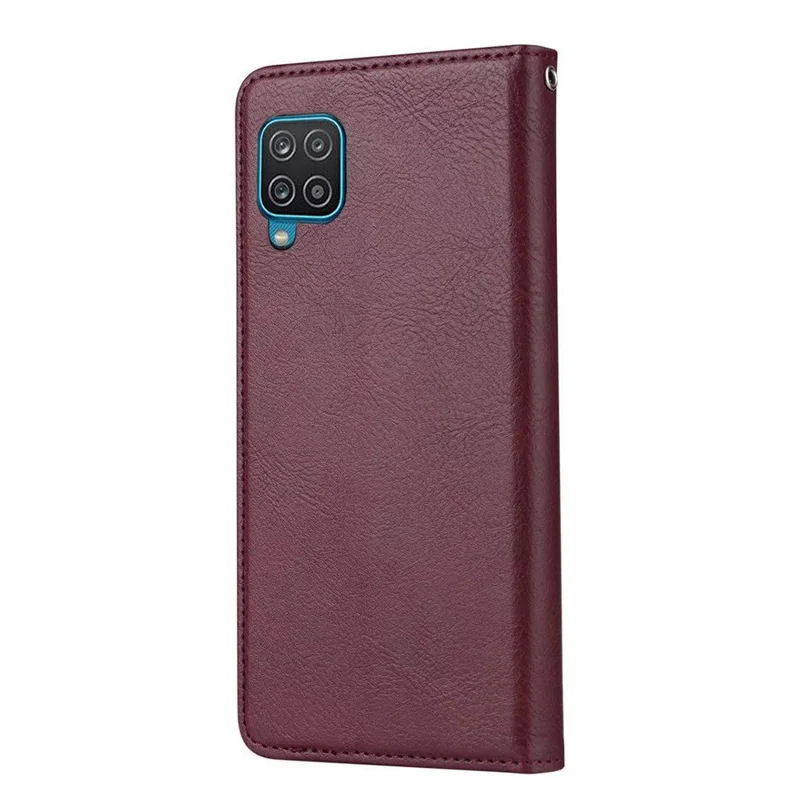 Auto-absorbed Wallet Stand Leather Cover for Samsung Galaxy A22 4G (EU Version) - Wine Red