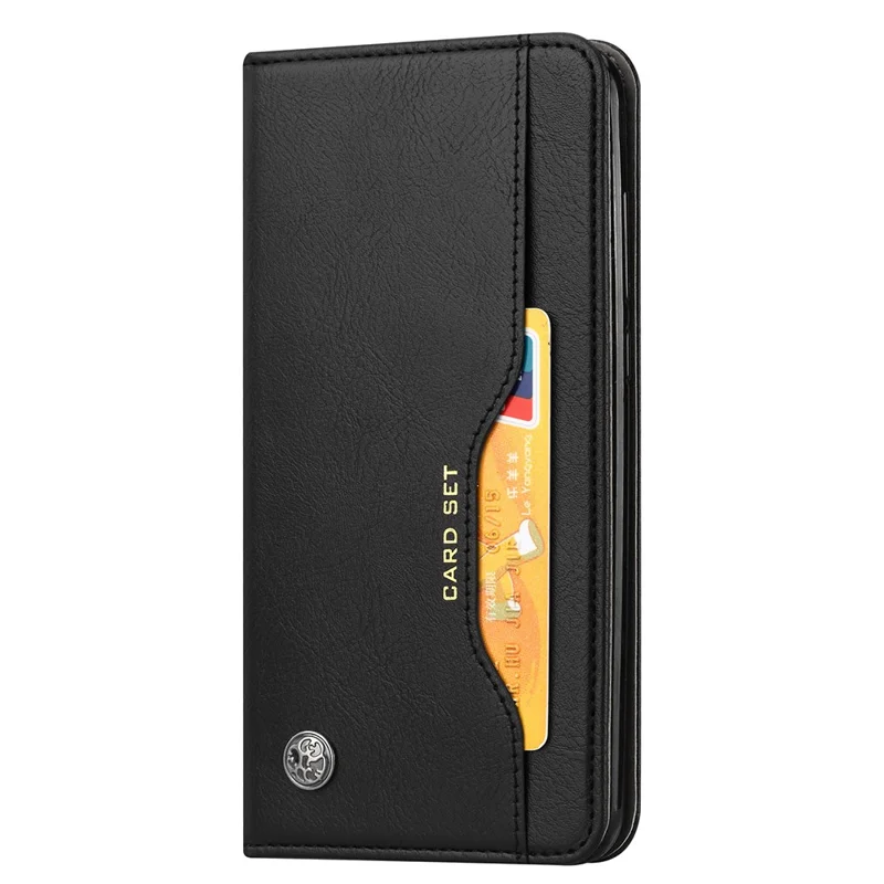 Auto-absorbed Wallet Stand Leather Cover for Samsung Galaxy A22 4G (EU Version) - Black