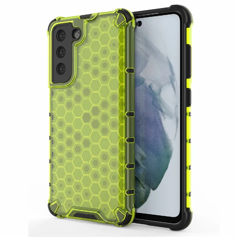 Honeycomb Pattern TPU + PC Hybrid Case Mobile Phone Protector for Samsung Galaxy S21 FE - Green