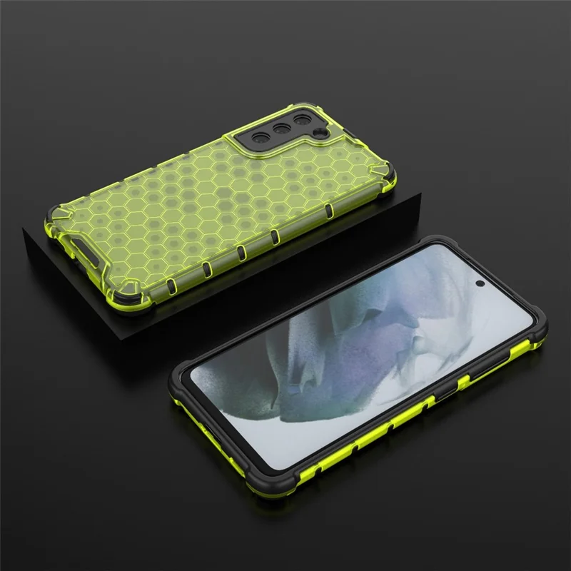 Honeycomb Pattern TPU + PC Hybrid Case Mobile Phone Protector for Samsung Galaxy S21 FE - Green