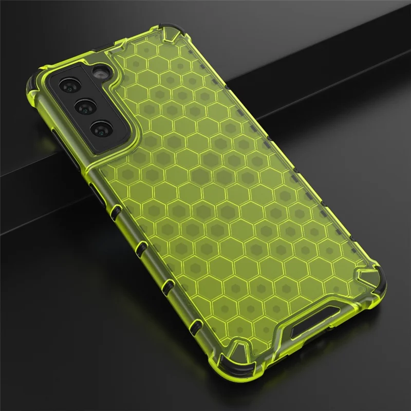 Honeycomb Pattern TPU + PC Hybrid Case Mobile Phone Protector for Samsung Galaxy S21 FE - Green