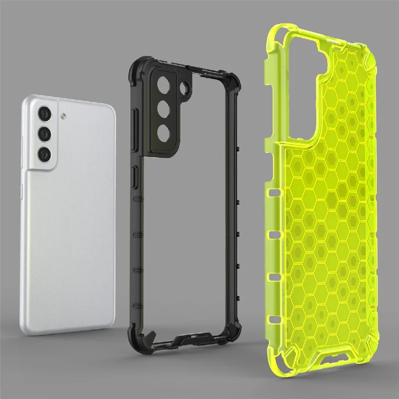 Honeycomb Pattern TPU + PC Hybrid Case Mobile Phone Protector for Samsung Galaxy S21 FE - Green