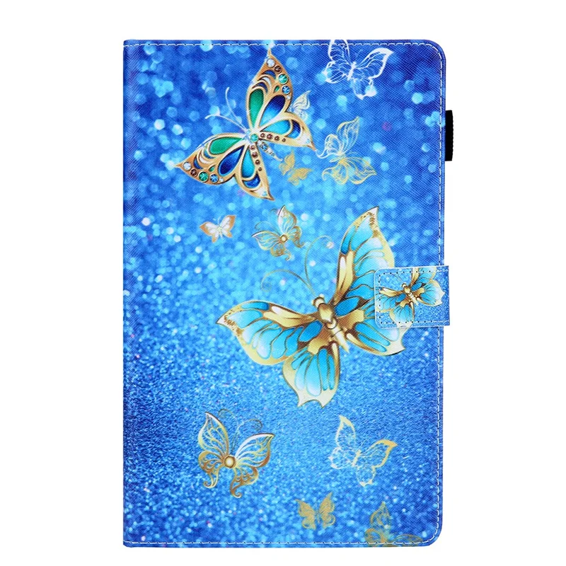 Pattern Printing Leather Tablet Case Stand with Card Holder for Samsung Galaxy Tab A7 Lite 8.7 (2021) T220/T225 - Butterfly