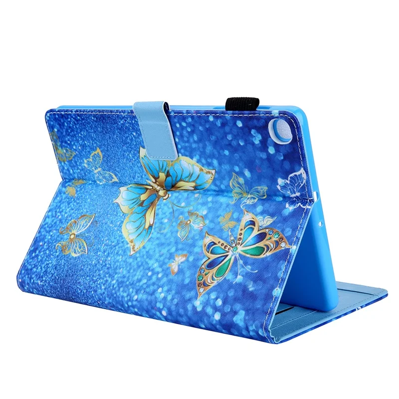 Pattern Printing Leather Tablet Case Stand with Card Holder for Samsung Galaxy Tab A7 Lite 8.7 (2021) T220/T225 - Butterfly