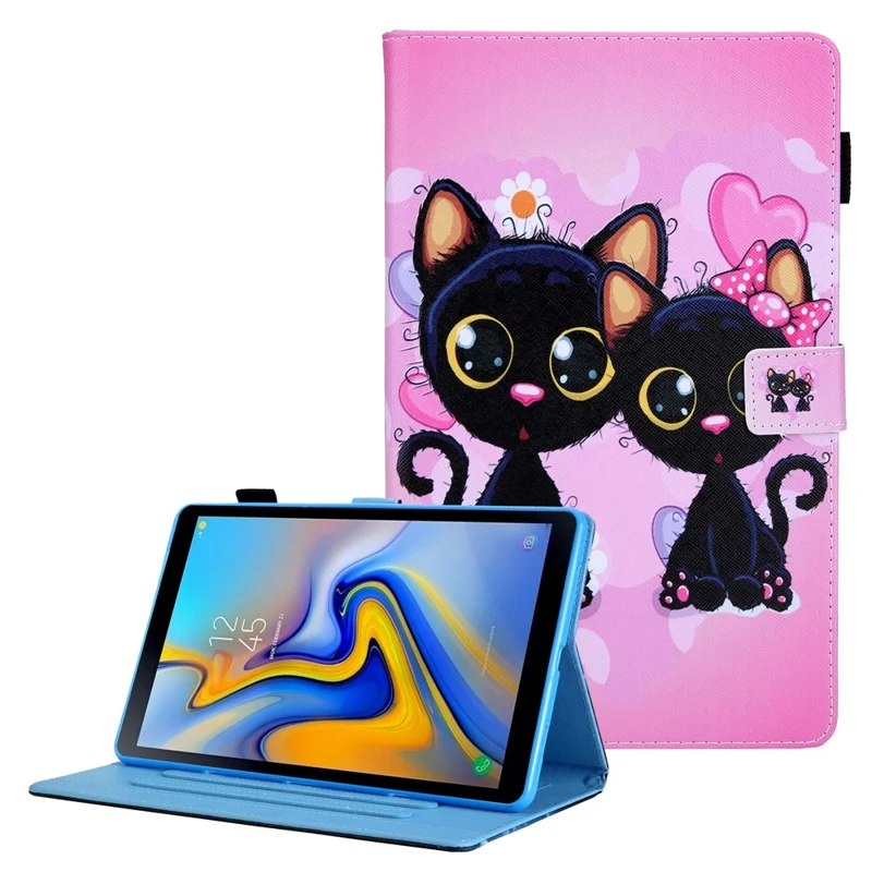 Pattern Printing Leather Tablet Case Stand with Card Holder for Samsung Galaxy Tab A7 Lite 8.7 (2021) T220/T225 - Black Cats