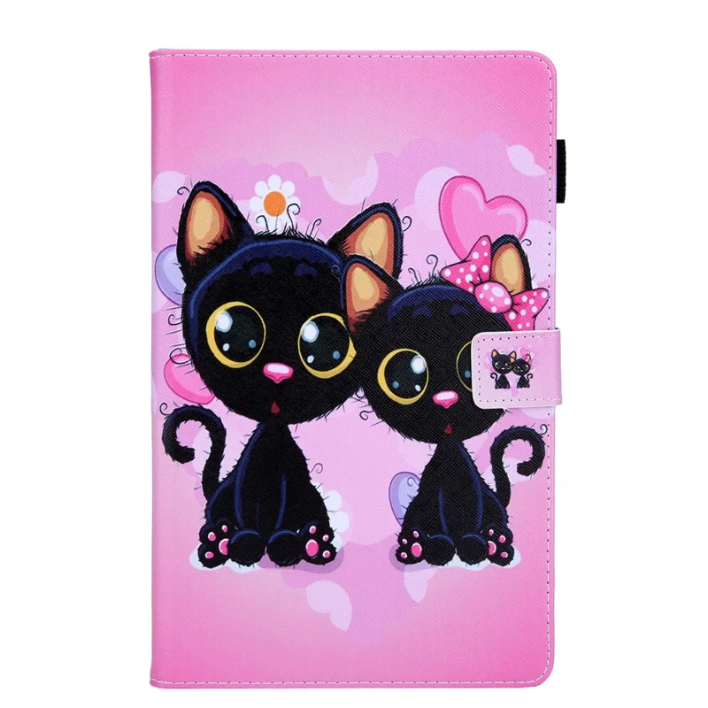 Pattern Printing Leather Tablet Case Stand with Card Holder for Samsung Galaxy Tab A7 Lite 8.7 (2021) T220/T225 - Black Cats