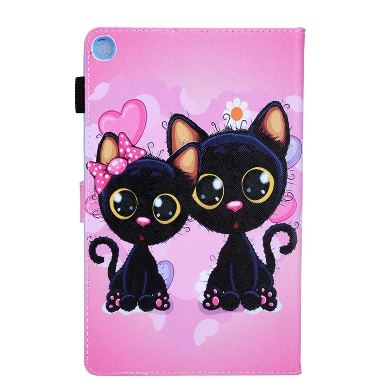 Pattern Printing Leather Tablet Case Stand with Card Holder for Samsung Galaxy Tab A7 Lite 8.7 (2021) T220/T225 - Black Cats