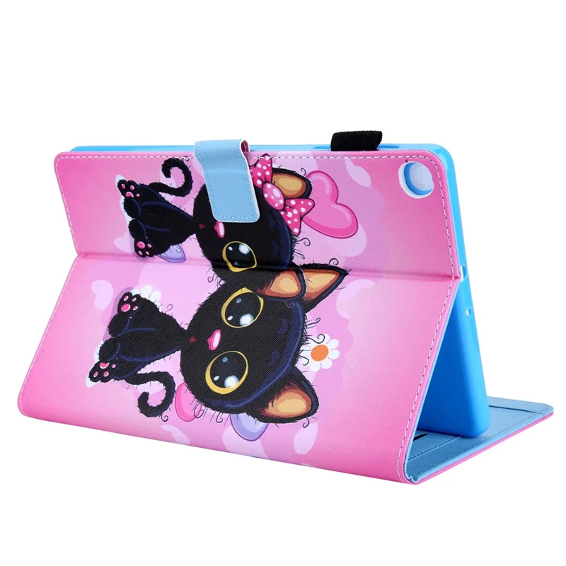 Pattern Printing Leather Tablet Case Stand with Card Holder for Samsung Galaxy Tab A7 Lite 8.7 (2021) T220/T225 - Black Cats