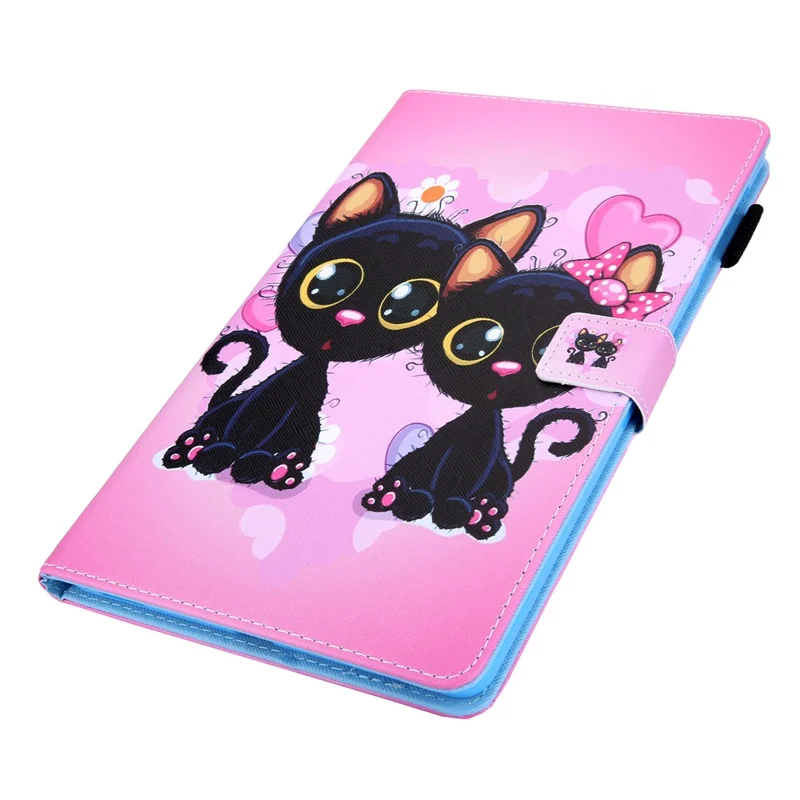 Pattern Printing Leather Tablet Case Stand with Card Holder for Samsung Galaxy Tab A7 Lite 8.7 (2021) T220/T225 - Black Cats