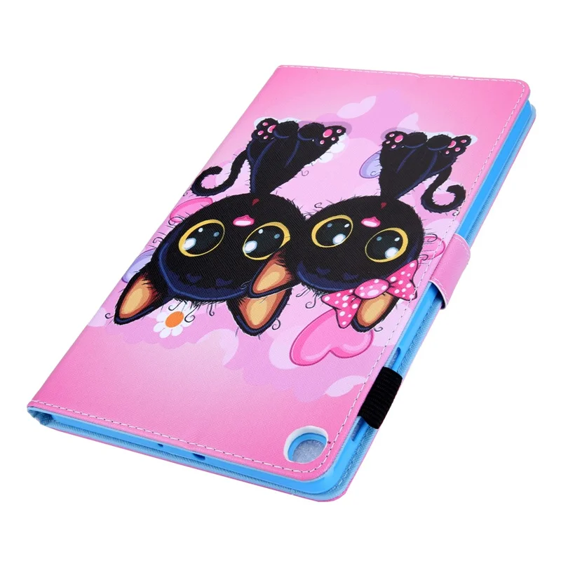 Pattern Printing Leather Tablet Case Stand with Card Holder for Samsung Galaxy Tab A7 Lite 8.7 (2021) T220/T225 - Black Cats