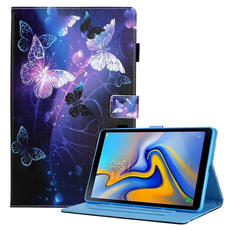 Pattern Printing Card Holder Shockproof Leather Tablet Case for Samsung Galaxy Tab A7 Lite 8.7 (2021) T220/T225 - Purple Butterfly