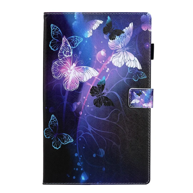 Pattern Printing Card Holder Shockproof Leather Tablet Case for Samsung Galaxy Tab A7 Lite 8.7 (2021) T220/T225 - Purple Butterfly