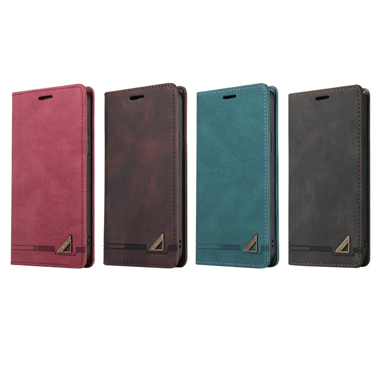 GQ.UTROBE Quality Leather Phone Auto-absorbed Shell Case with Anti-theft Swiping Design for Samsung Galaxy A72 4G/5G - Brown