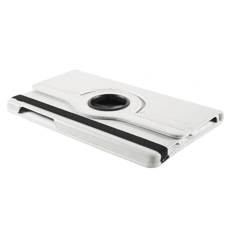 Custodia in pelle con texture lichee girevole a 360° per Samsung Galaxy A7 Lite 8.7 pollici T220 / T225 - Bianco 