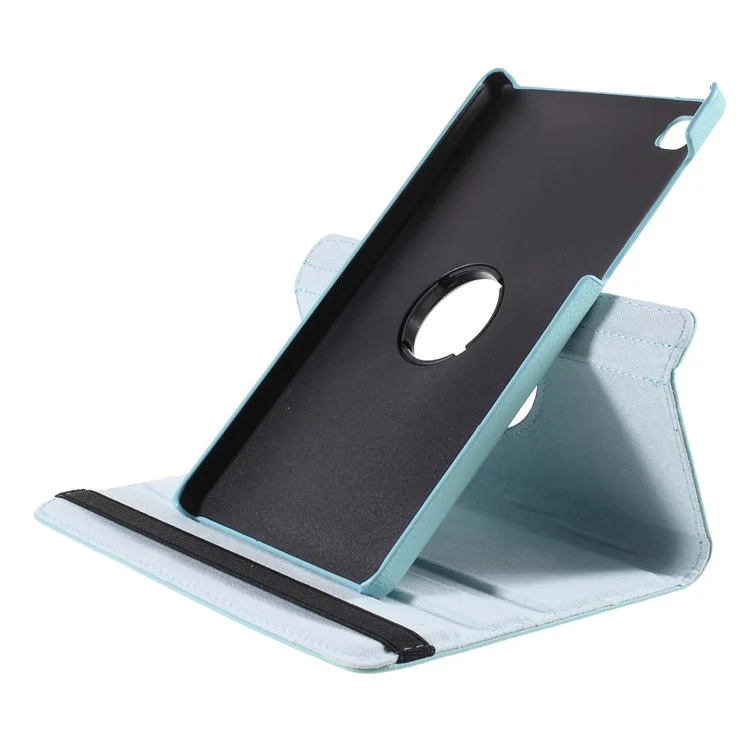 360 ° Stand Orientabile Design Design Litchi Texture In Pelle Caso Di Copertura Per Tablet Per Samsung Galaxy A7 Lite 8.7-pollici T220 / T225 - Bambina Blu