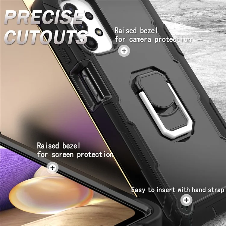 Eingebautes Kickstand-design-schock-profi-hybrid-telefonfall Für Samsung Galaxy A32 5G/M32 5G - Schwarz Schwarz