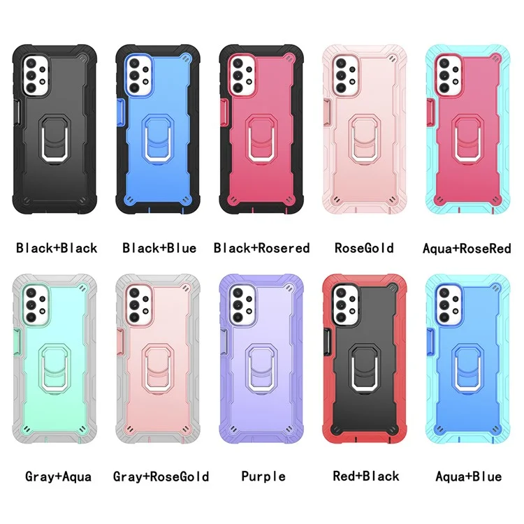 Eingebautes Kickstand-design-schock-profi-hybrid-telefonfall Für Samsung Galaxy A32 5G/M32 5G - Schwarz Schwarz