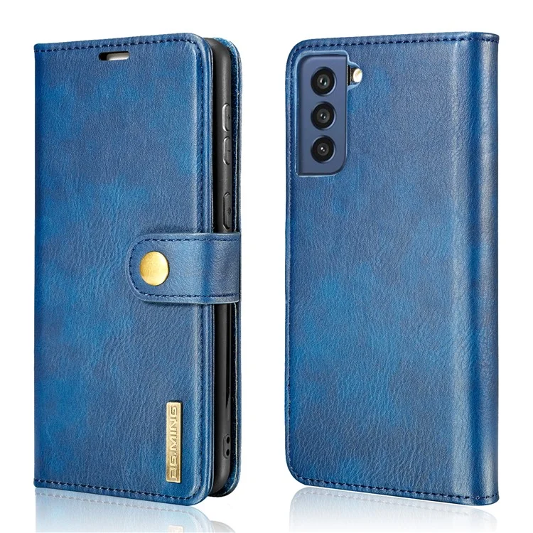 DG.MING per Samsung Galaxy S21 FE Custodia a portafoglio 2-in-1 rimovibile in pelle divisa Supporto a libro Custodia magnetica per telefono - Blu
