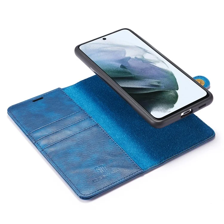 DG.MING per Samsung Galaxy S21 FE Custodia a portafoglio 2-in-1 rimovibile in pelle divisa Supporto a libro Custodia magnetica per telefono - Blu