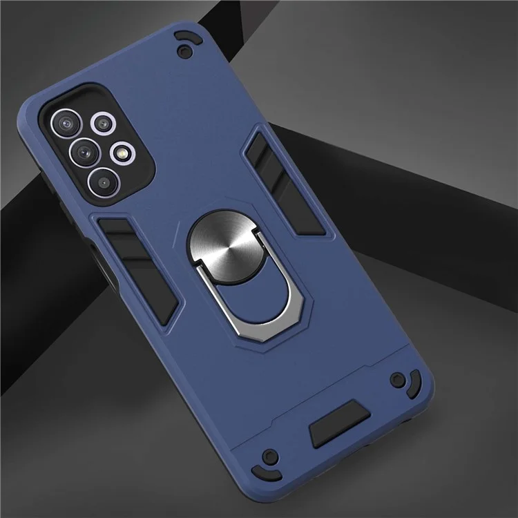 Custodia da 2 in 1 Custodia Pc+shell Ibrido Tpu Con Cavalletto ad Anello Per Samsung Galaxy A32 5G/M32 5G - Blu