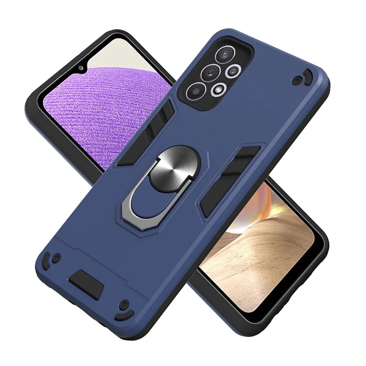 Custodia da 2 in 1 Custodia Pc+shell Ibrido Tpu Con Cavalletto ad Anello Per Samsung Galaxy A32 5G/M32 5G - Blu
