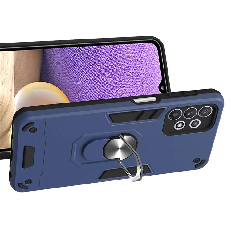 Custodia da 2 in 1 Custodia Pc+shell Ibrido Tpu Con Cavalletto ad Anello Per Samsung Galaxy A32 5G/M32 5G - Blu