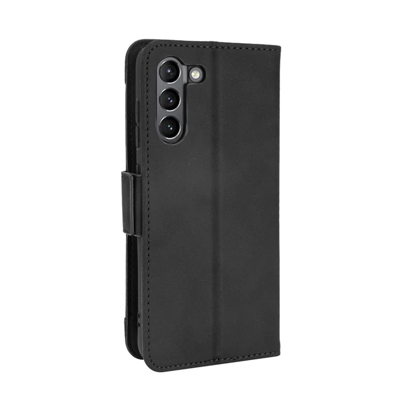 Läderlugg med flera kortfack Design för Samsung Galaxy S21 FE – Svart