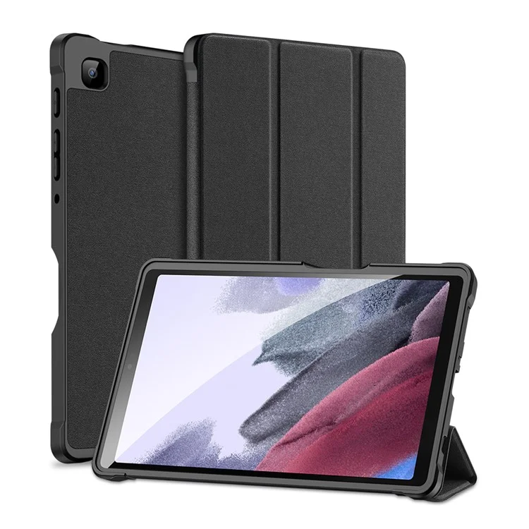 Dux Ducis Domo Series Tri-pliegue de Cuero de Cuero Con Cáscara de Caja Protectora Para Samsung Galaxy Tab A7 Lite 8.7 Pulgadas - Negro