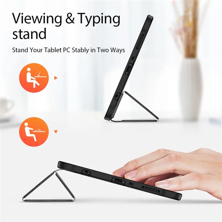 DUX DUCIS Domo Series Тройное складное кожаное защитное чехол-подставка для Samsung Galaxy Tab A7 Lite 8,7 дюйма - черный 