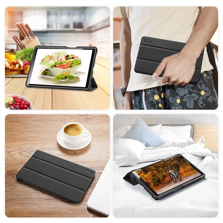 DUX DUCIS Domo Series Тройное складное кожаное защитное чехол-подставка для Samsung Galaxy Tab A7 Lite 8,7 дюйма - черный 