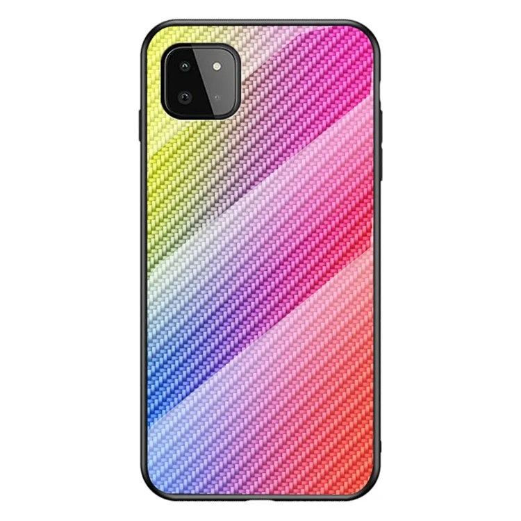 Cover posteriore in vetro temperato con texture in fibra di carbonio, antigraffio, per Samsung Galaxy A22 5G (versione UE) - Fiber Colorful