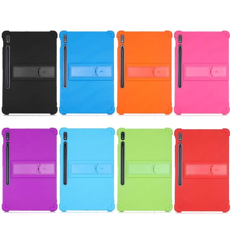 Funda de tableta de silicona con soporte deslizable para Samsung Galaxy Tab S8/S7 - Negro