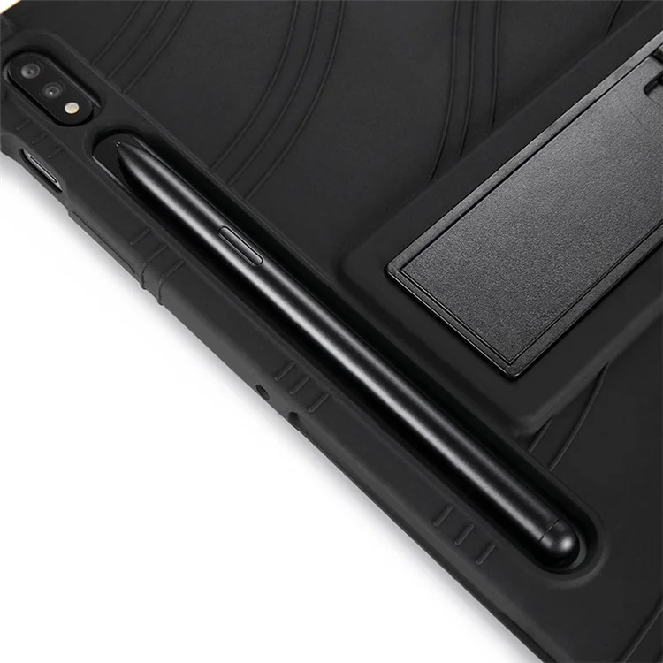 Tampa de Comprimido de Silicone Com Kickstand Deslize Para o Samsung Galaxy Tab S8/S7 - Preto